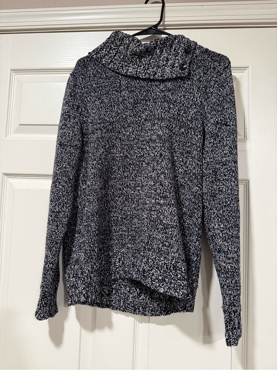 croft & barrow Sweaters - croft & barrow Black and White Marled Cowl Button Sweater